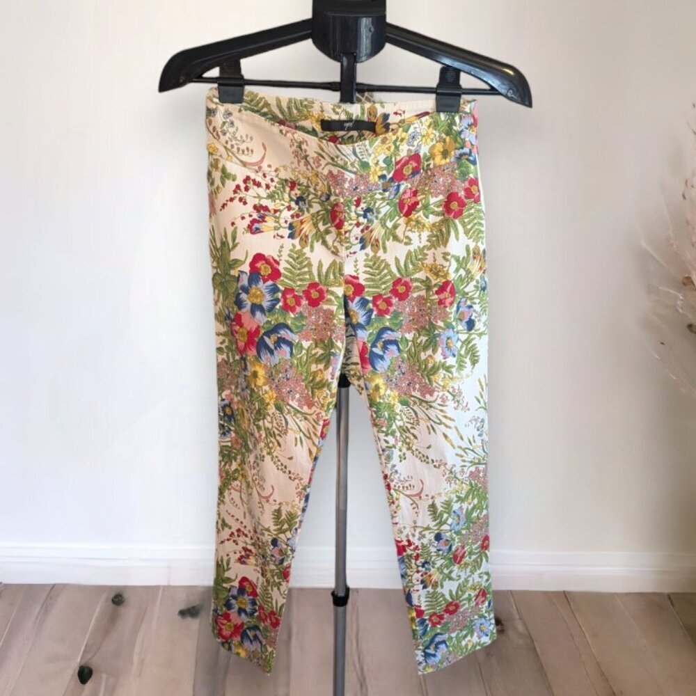 Up! White Floral Skinny Ankle Pants Size 8